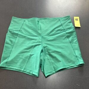 All In Motion Green Brushed Sculpt High Rise Bike Shorts Women's XXL New Pockets